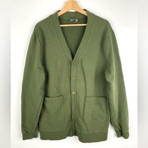 ASOS Cotton Cardigan Sweatshirt Green 2XL